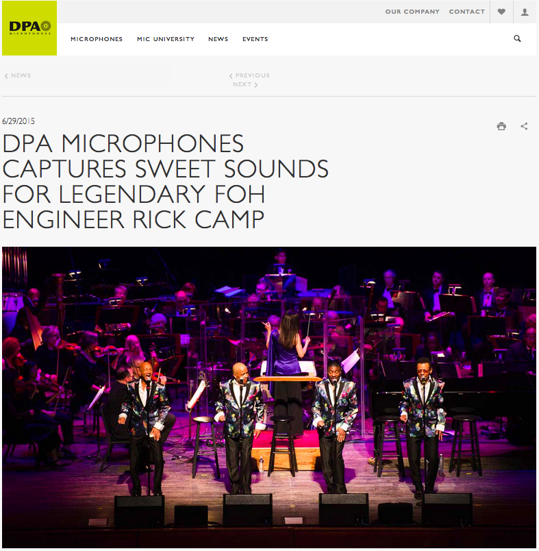 DPA-MICROPHONES-DPA-Microphones-Captures-Sweet-Sounds-for-Legendary-FOH-Engineer-Rick-Camp-pg.-1